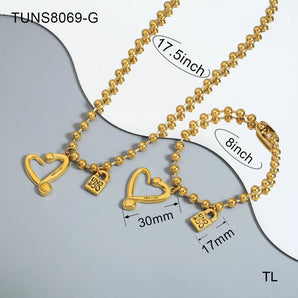 Nihao Wholesale Jewelry Casual Simple Style Classic Style Heart Shape 304 Stainless Steel 18K Gold Plated Plating Bracelets Necklace