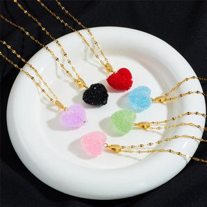 Nihao Wholesale sweet heart shape plastic titanium steel copper plating women's pendant necklace
