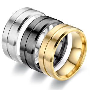 Hip-Hop Retro Round Solid Color Titanium Steel 18K Gold Plated Men'S Rings