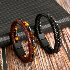Nihao Wholesale fashion geometric natural stone rope men's bracelets