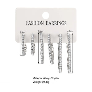 Nihao Wholesale 1 set modern style round inlay alloy rhinestones earrings