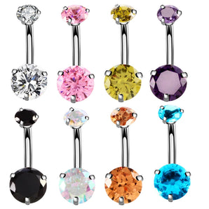 Nihao Wholesale fashion geometric stainless steel inlaid zircon belly ring