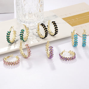 Nihao Wholesale 1 Pair Simple Style Classic Style Color Block Inlay Alloy Rhinestones Earrings