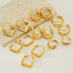 Nihao Wholesale 1 Pair Elegant U Shape Plating Stainless Steel Titanium Steel 18K Gold Plated Earrings