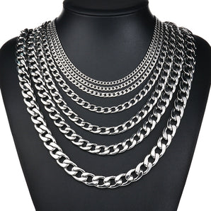 Nihao Wholesale titanium&stainless steel simple geometric necklace  (necklace steel color 3.5mm*50cm) nhhf1246-necklace-steel-color-3.5mm*50cm