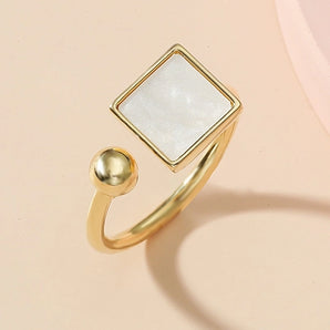 Zinc alloy Gold Plated Casual Simple Style Inlay Square Acrylic Open Rings