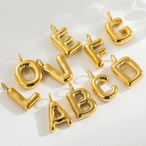 Nihao Wholesale 1 Piece 14.3*17.8mm Hole 3~3.9mm Stainless Steel 14K Gold Plated Letter Polished Pendant