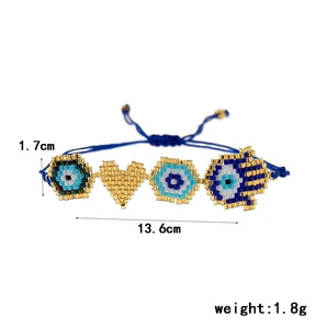 vintage style devil's eye palm heart shape glass irregular handmade women's bracelets