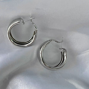 1 pair fashion circle alloy plating gold plated silver plated women's earrings