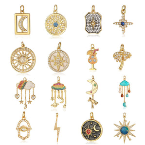 Nihao Wholesale shiny clouds tassel copper plating inlay zircon 18k gold plated charms jewelry accessories