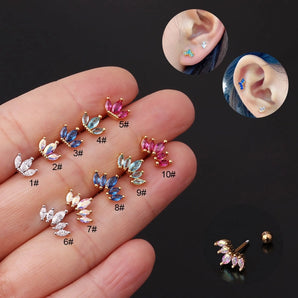 Nihao Wholesale Ear Cartilage Rings & Studs Lady Crown Copper Plating Artificial Gemstones