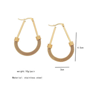 Nihao Wholesale 1 pair simple style u shape circle stainless steel plating hoop earrings