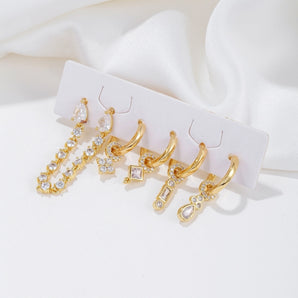 Nihao Wholesale wholesale jewelry cute sweet geometric brass zircon 18k gold plated silver plated plating inlay drop earrings