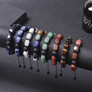 fashion square tree natural stone beaded knitting unisex bracelets