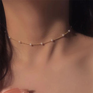 fashion simple pearl clavicle chain alloy necklace