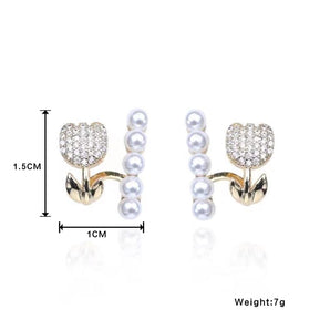 1 pair cute sweet flower plating inlay alloy artificial pearls gold plated ear studs