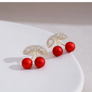 Nihao Wholesale s925 silver needle red cherries earrings