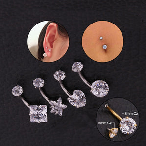 Nihao Wholesale fashion star stainless steel artificial gemstones belly ring