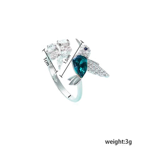 Nihao Wholesale novelty bird white gold plated rhinestones alloy wholesale open rings