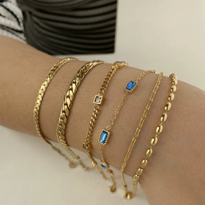 Nihao Wholesale IG Style Modern Style Square Solid Color 304 Stainless Steel 16K Gold Plated White Gold Plated Gold Plated Zircon Bracelets In Bulk