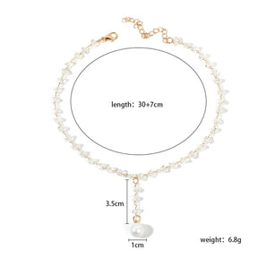 Nihao Wholesale simple style geometric alloy plating inlay artificial crystal artificial pearls women's choker