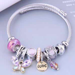wholesale jewelry fashion metal butterfly love water drop pendant bracelet
