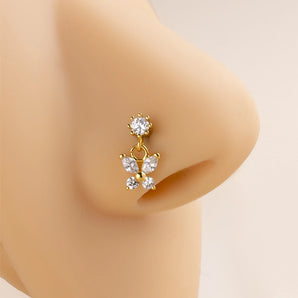 1 Piece Nose Rings & Studs Fashion Butterfly 316L Stainless Steel  Copper Inlaid Zircon