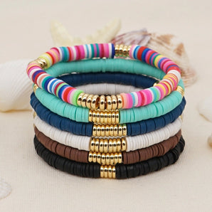 fashion letter colorful soft clay patchwork pearl bracelets