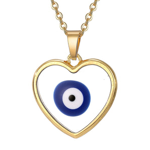 Nihao Wholesale casual simple style heart shape eye alloy resin women's pendant necklace