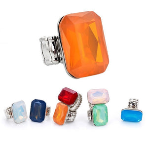 retro geometric alloy inlay artificial crystal unisex rings