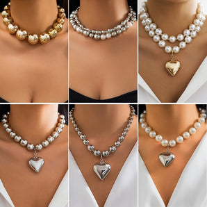 Nihao Wholesale Casual Vacation Heart Shape CCB Artificial Pearl Alloy + Copper Wholesale Pendant Necklace