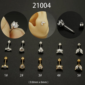 Nihao Wholesale 1 piece fashion heart shape plating inlay stainless steel zircon ear studs