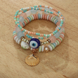 vintage style eye shell glass beaded women's bracelets 1 set