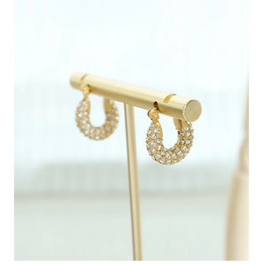 1 Pair Fashion U Shape Plating Inlay 304 Stainless Steel Zircon 18K Gold Plated Hoop Earrings