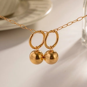 Nihao Wholesale 1 Pair Retro Classic Style Artistic Ball 304 Stainless Steel 18K Gold Plated Drop Earrings