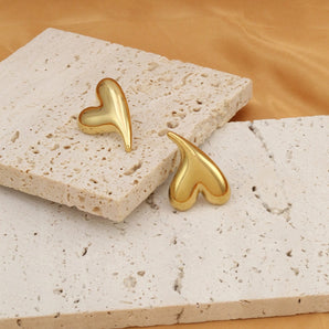 1 Pair Casual Simple Style Commute Heart Shape Polishing Plating 304 Stainless Steel 18K Gold Plated Ear Studs