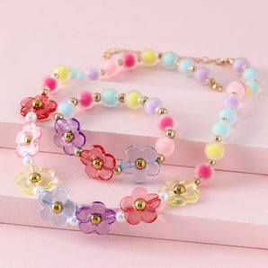 Nihao Wholesale Sweet Flower Beaded Handmade Children Unisex Bracelets Necklace