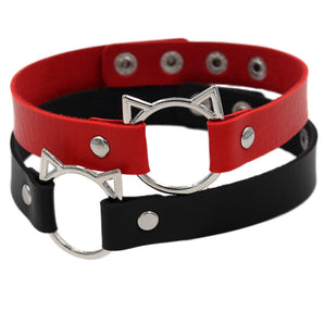 Nihao Wholesale Punk Solid Color Pu Leather Patchwork Women'S Choker