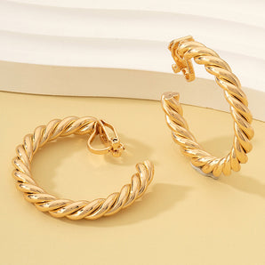 Nihao Wholesale Jewelry Princess Sexy Simple Style Twist Alloy Metal Gold Plated Plating Ear clips