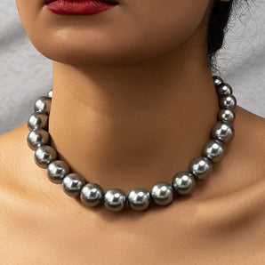 Nihao Wholesale Elegant Glam Round Imitation Pearl Ferroalloy Beaded Plating 14K Gold Plated Women's Necklace
