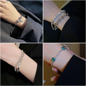 Nihao Wholesale Simple Style Geometric Alloy Plating Artificial Gemstones Women'S Bracelets