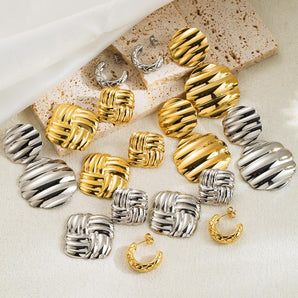 Nihao Wholesale 1 Pair Casual Basic Geometric Plating Stainless Steel 14K Gold Plated Ear Studs