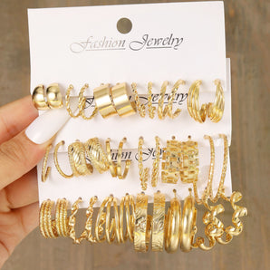 Nihao Wholesale Jewelry Simple Style Classic Style Geometric Alloy Gold Plated Plating Earrings