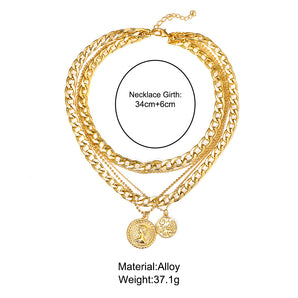 Nihao Wholesale Retro Simple Style Human Round Alloy Wholesale Layered Necklaces