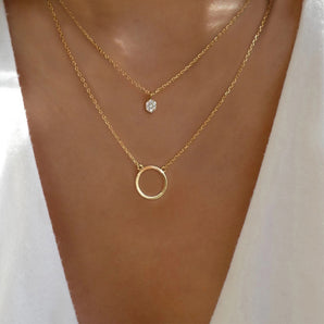 Nihao Wholesale simple alloy inlaid rhinestone circle multi-layer necklace wholesale