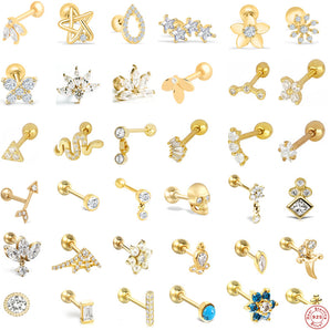 Nihao Wholesale 1 Piece Fashion Flower Plating Inlay Sterling Silver Zircon Ear Studs