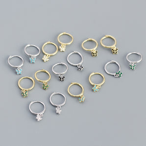 Nihao Wholesale Fashion Butterfly Inlay Silver Rhinestones Earrings