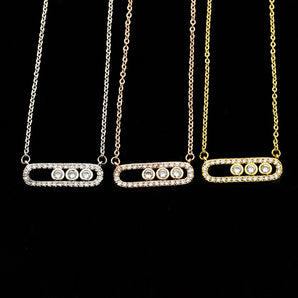 Nihao Wholesale Korean version of creative simple zircon two-color necklace jewelry three-color