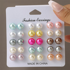 Nihao Wholesale 1 Set Simple Style Korean Style Pentagram Pearl Flower Inlay Alloy Artificial Pearls Artificial Diamond Ear Studs