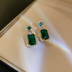 Nihao Wholesale Fashion Zircon Emerald Crystal Geometric Alloy Earrings Necklace